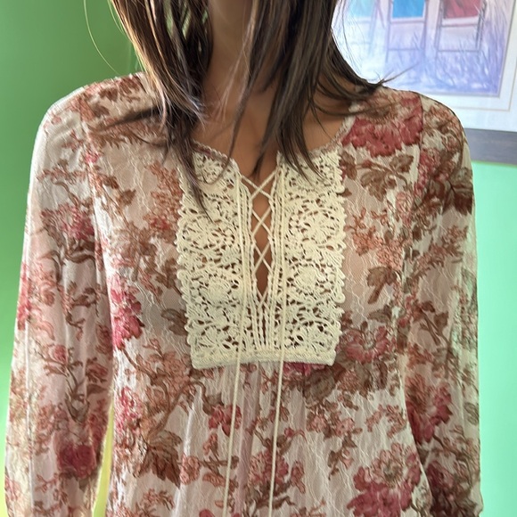 🩷🩷NWOT Vintage Denim & Supply Ralph Lauren Sheer Boho Long Sleeved Top🩷🩷 - Picture 3 of 10